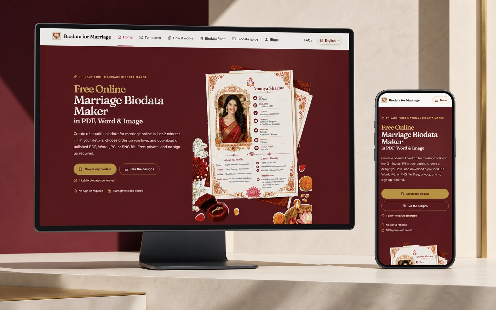 Biodata for Marriage platform